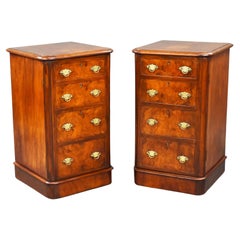 Pair of Victorian Burr Walnut Bedsides