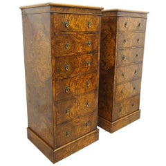 Pair of Victorian Burr Walnut Chest of Drawers