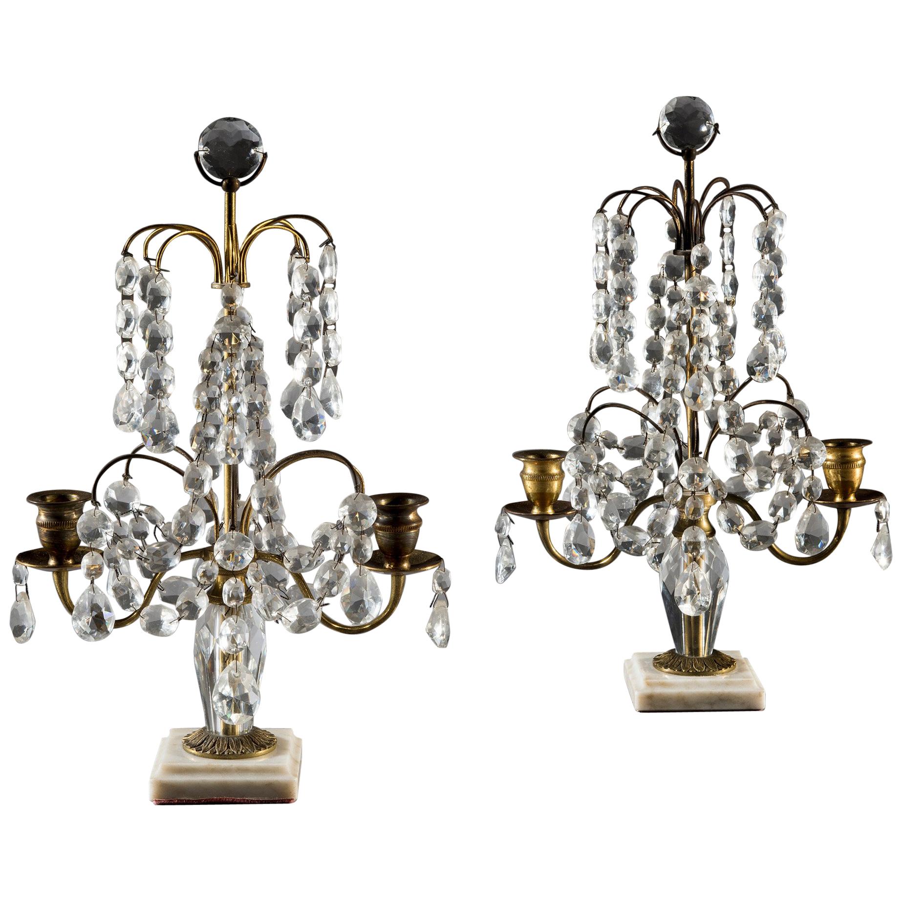 Pair of Victorian Candlestick Lustres