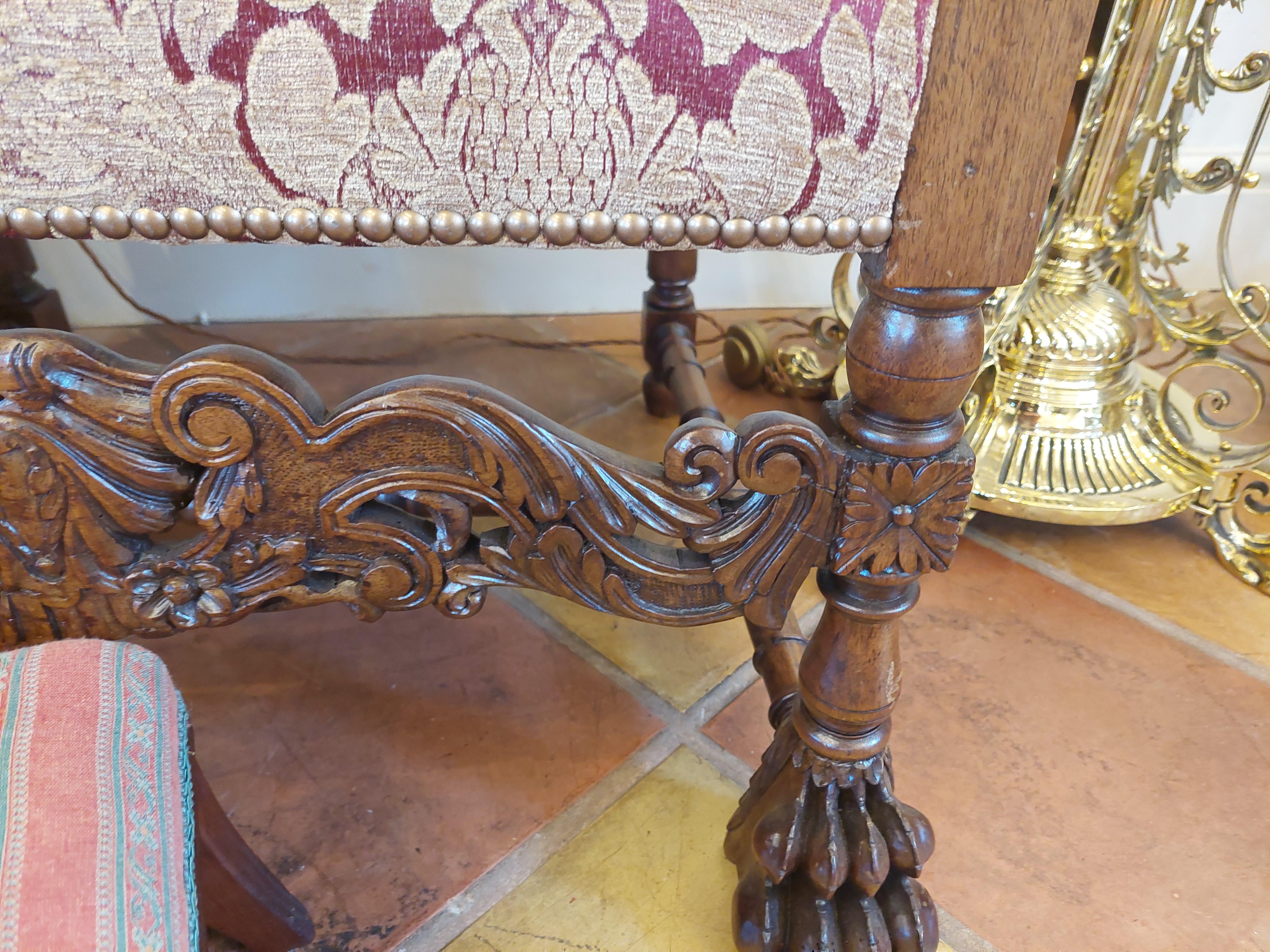 Upholstery Pair of Victorian Carved Oak Thrones