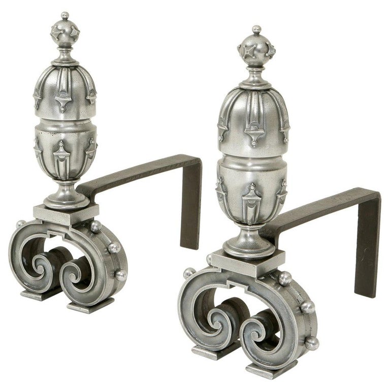 Pair of Victorian Cast Iron Andirons For Sale at 1stDibs