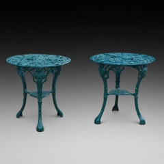 Pair of Victorian Cast Iron Britannia Pub Tables