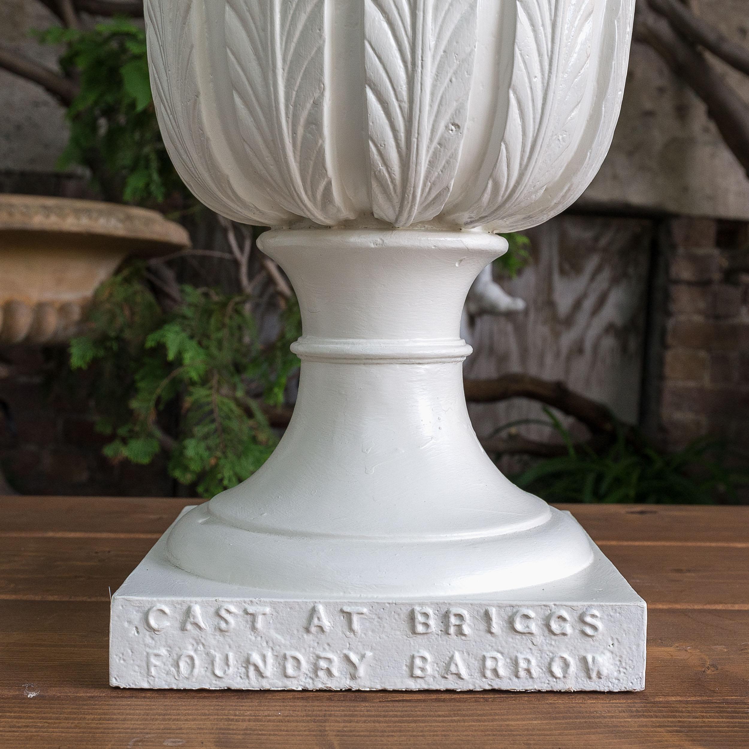 Pair of Victorian Cast Iron Campana Urns by Briggs Foundry, Barrow 3