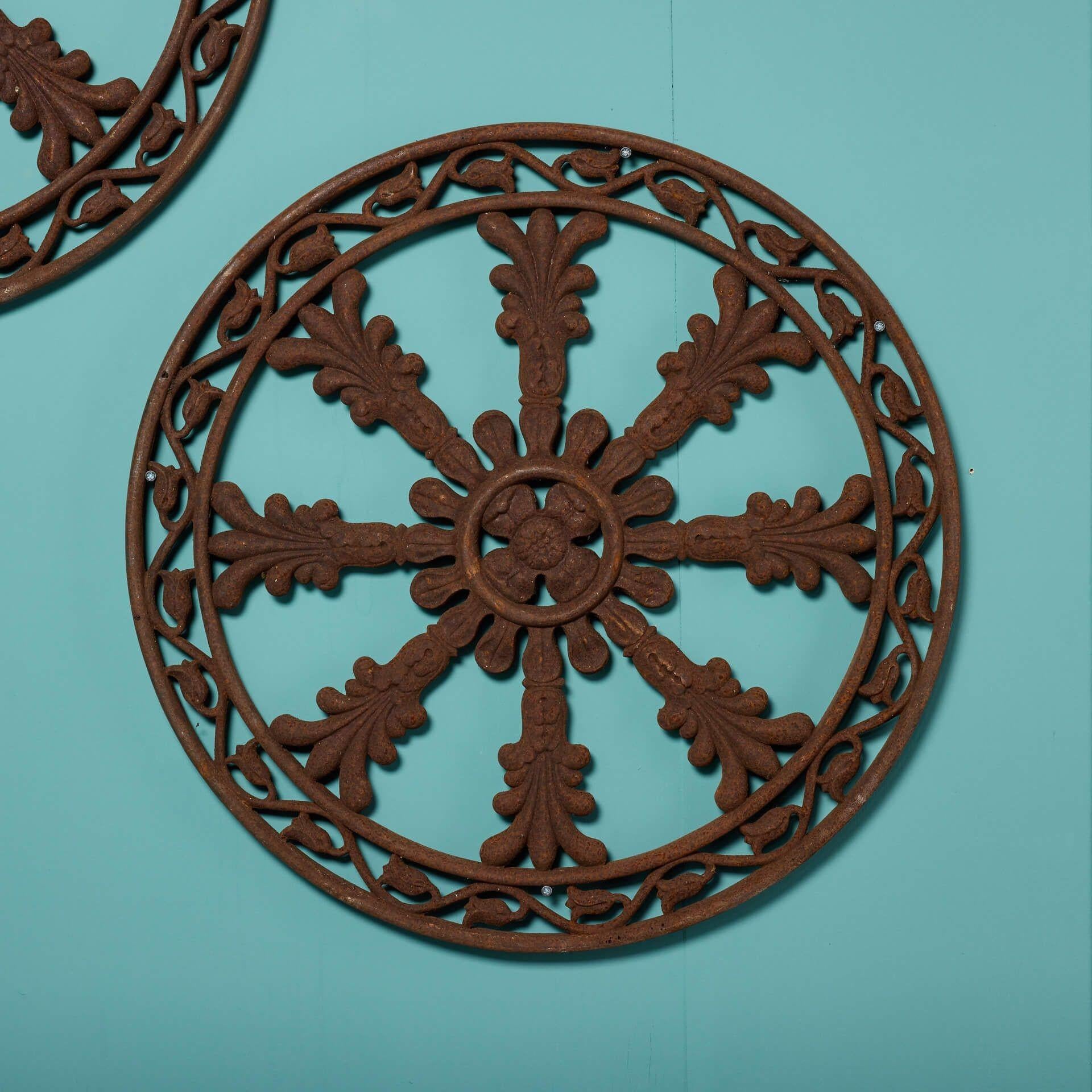 Georgian Pair of Victorian Cast Iron Decorative Roundels For Sale