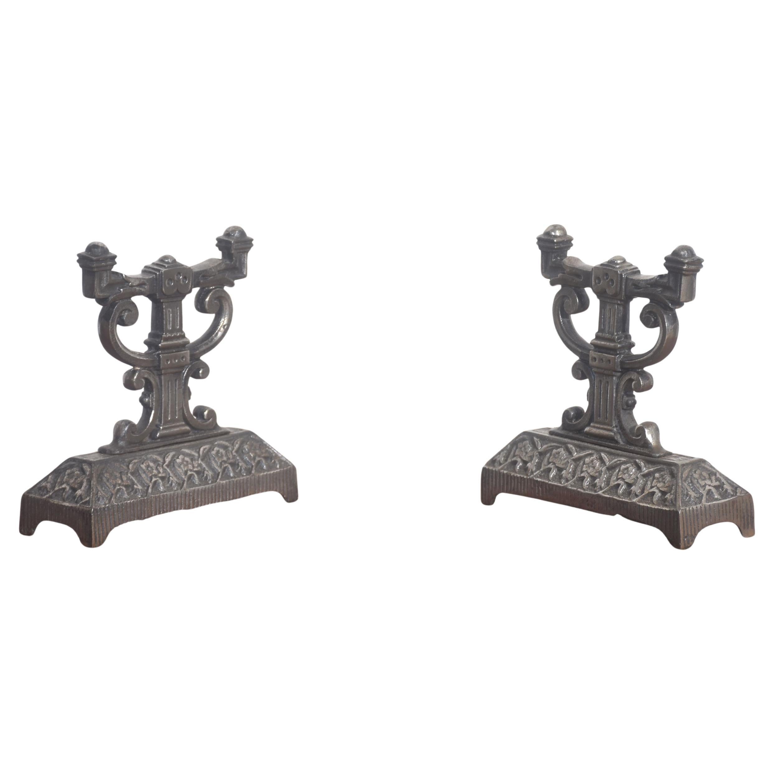 Pair of Victorian cast iron fire dogs