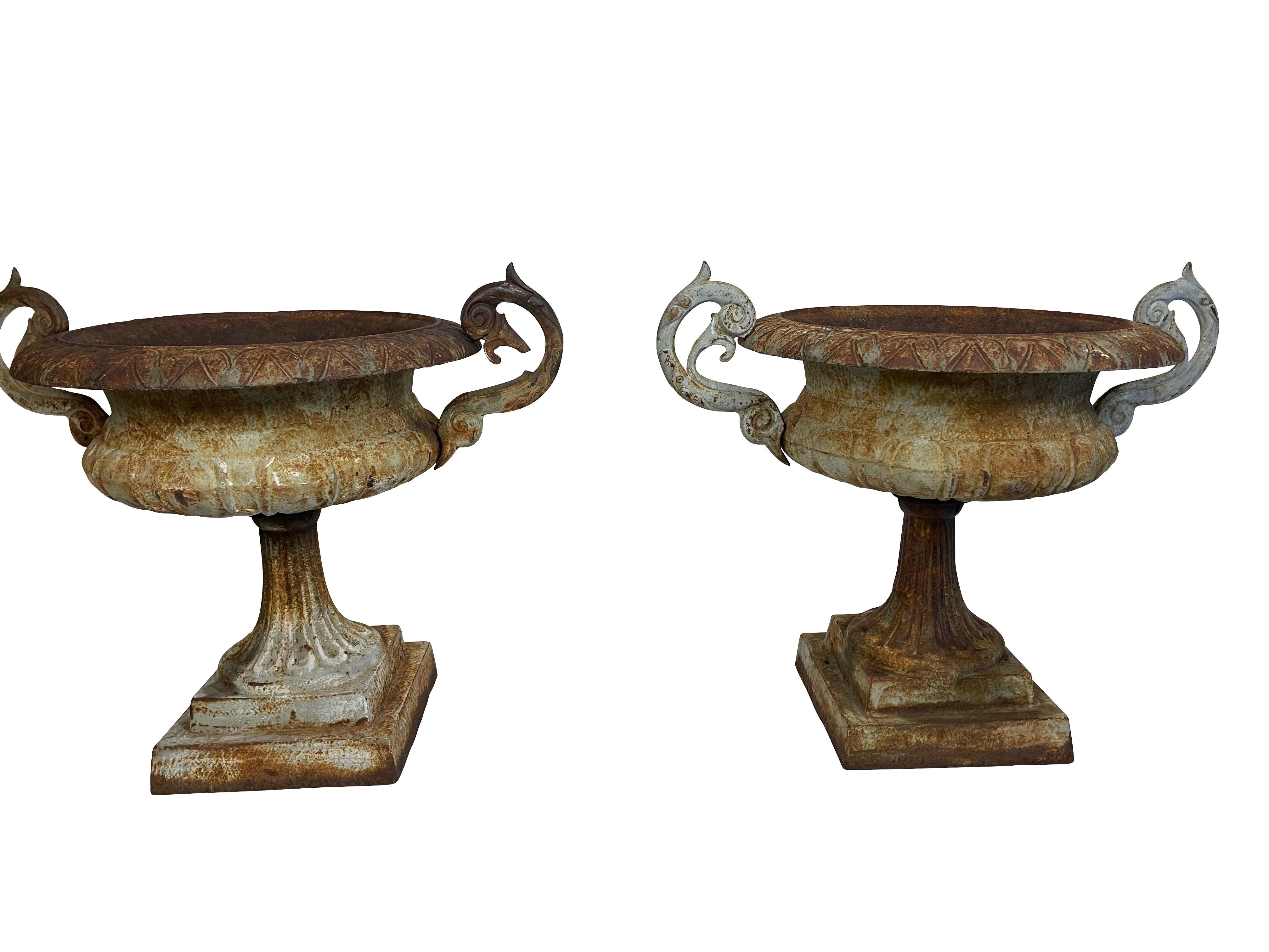 American Pair of Victorian Cast Iron Urns