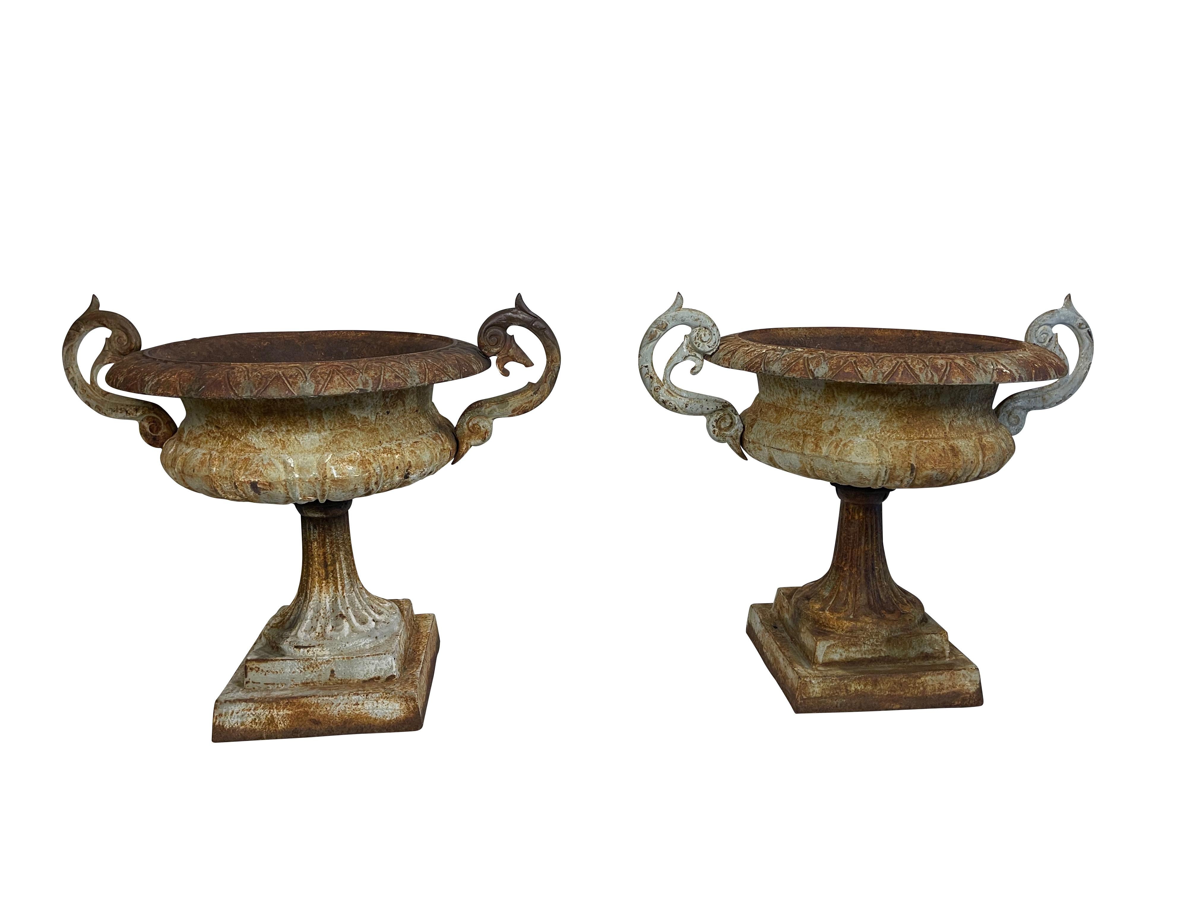19th Century Pair of Victorian Cast Iron Urns