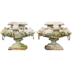 Pair of Victorian Cast Iron Urns