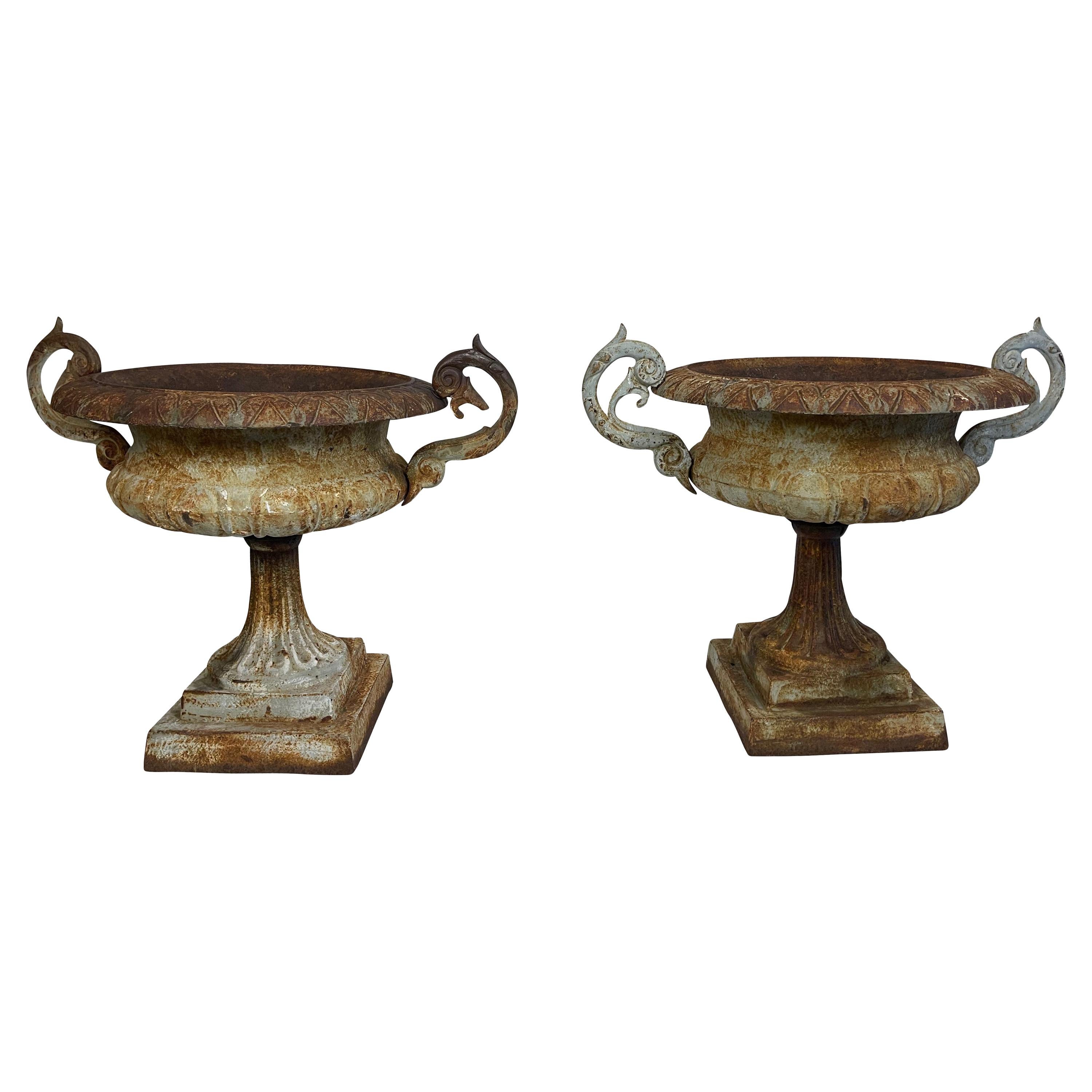 Pair of Victorian Cast Iron Urns