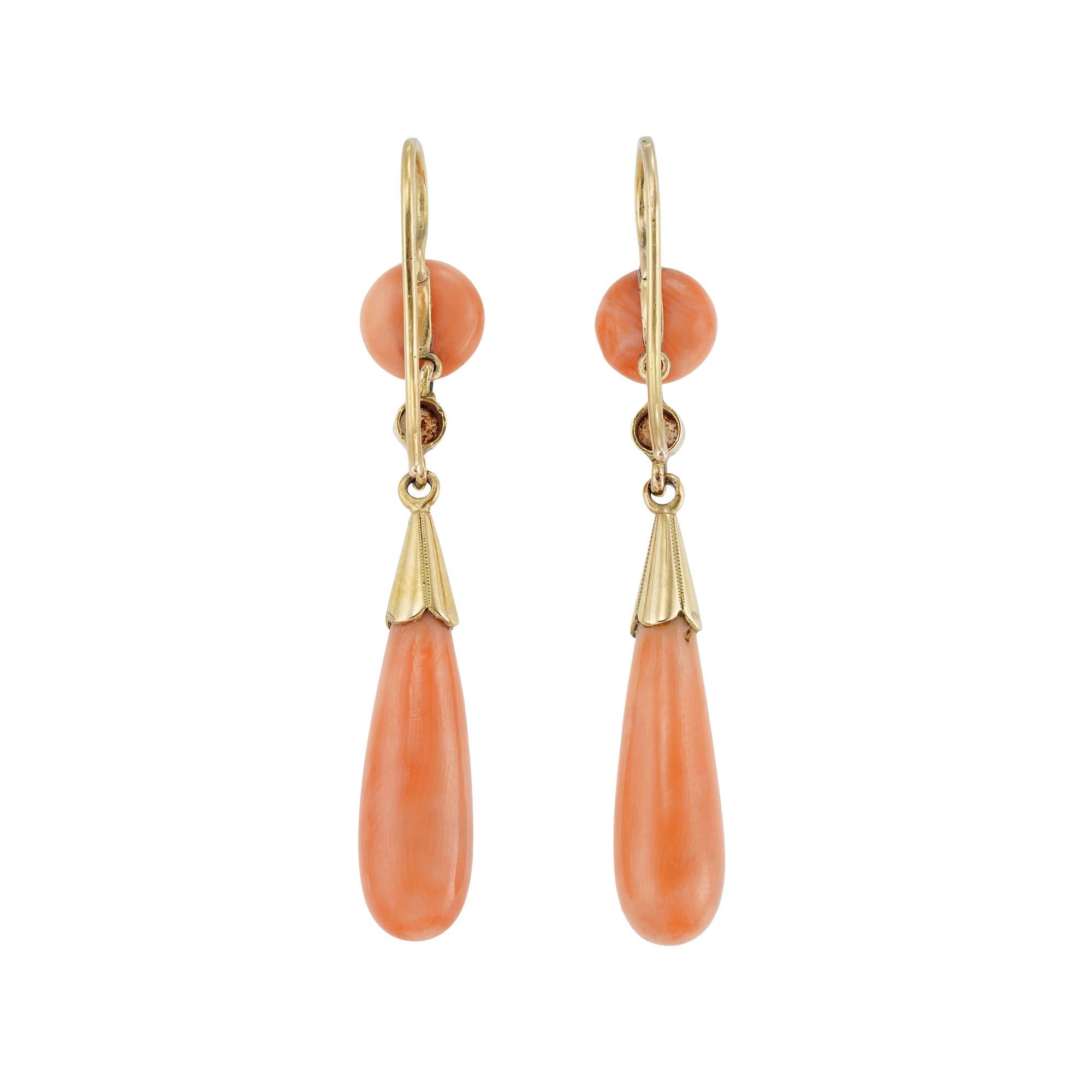 pearl and coral earrings