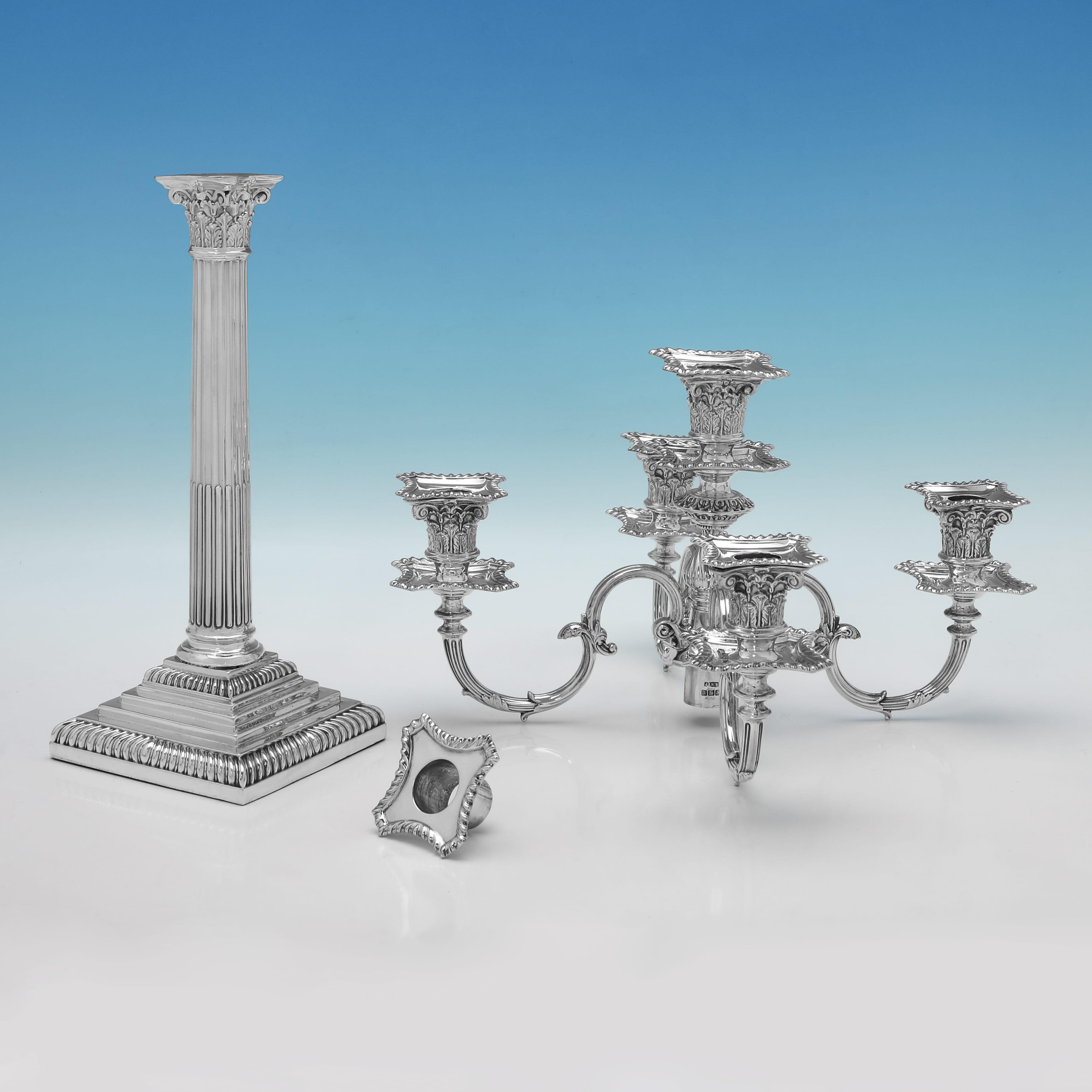 Pair of Victorian corinthian column candelabra made in 1892 In Good Condition For Sale In London, London