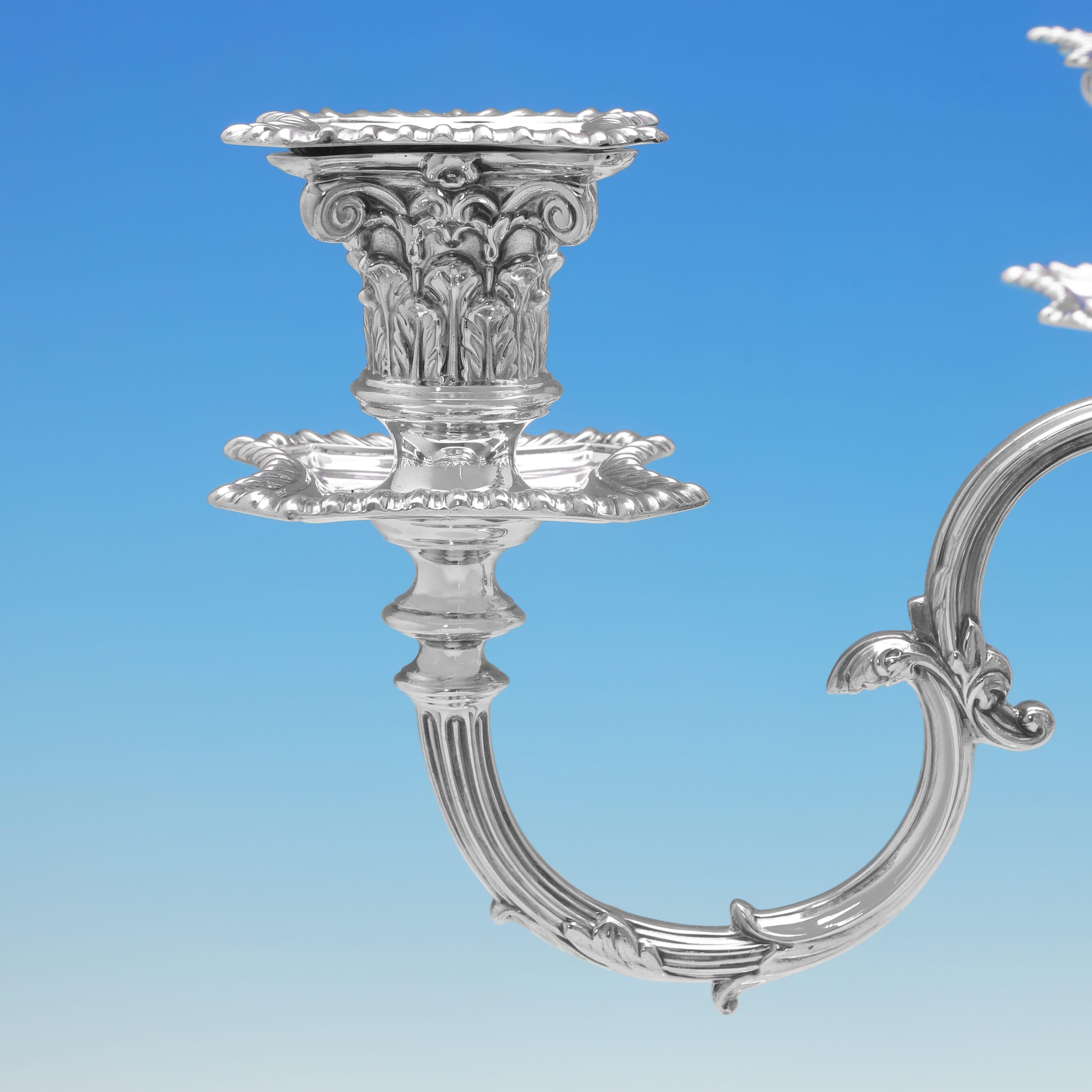 Late 19th Century Pair of Victorian corinthian column candelabra made in 1892 For Sale