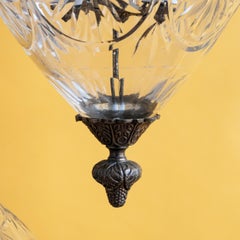 Pair of Victorian Cut Glass and Gilt Brass Lanterns