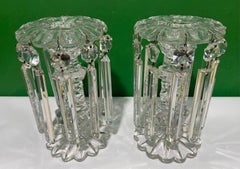 Pair of Victorian Cut Glass Crystal Table Lustres, UK, c.1880