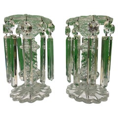 Pair of Victorian Cut Glass Crystal Table Lustres, UK, c.1880