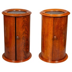 Antique Pair Of Victorian Cylindrical Bedside Cabinets