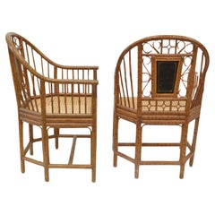 An Elegant Pair of Brighton Pavilion Victorian Design Cane And Bamboo Chairs