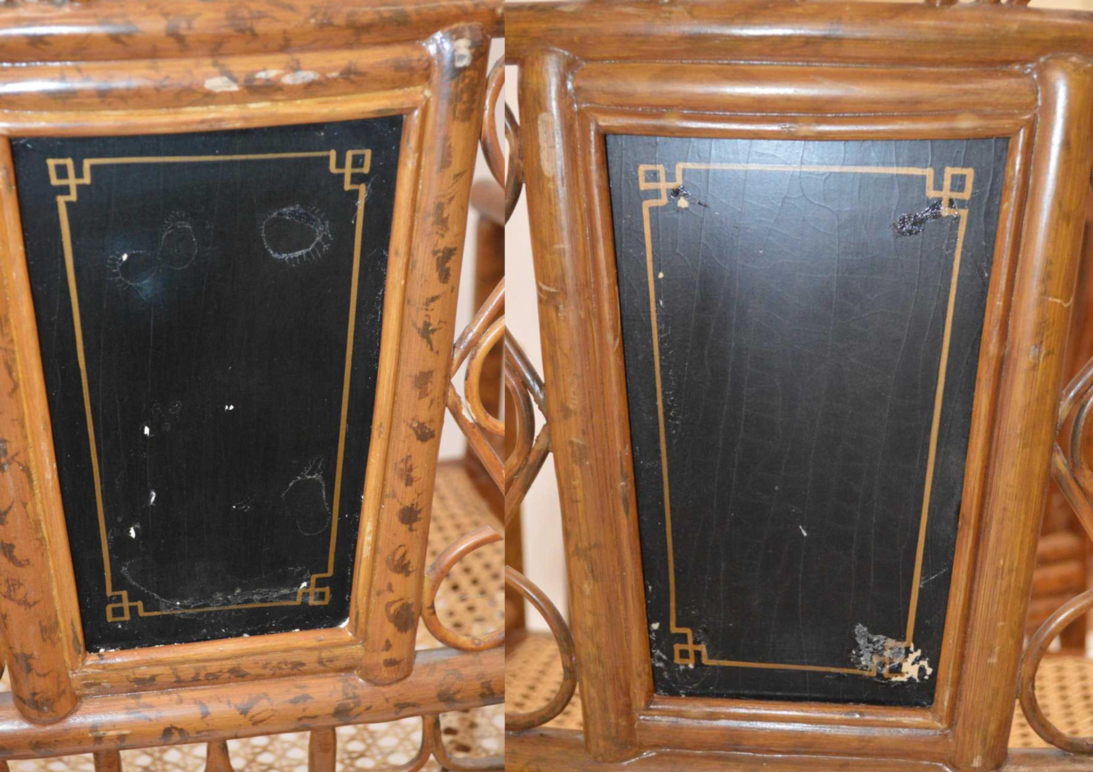 Un elegante par de  Brighton Pavilion Sillas de diseño victoriano de caña y bambú Alto victoriano en venta