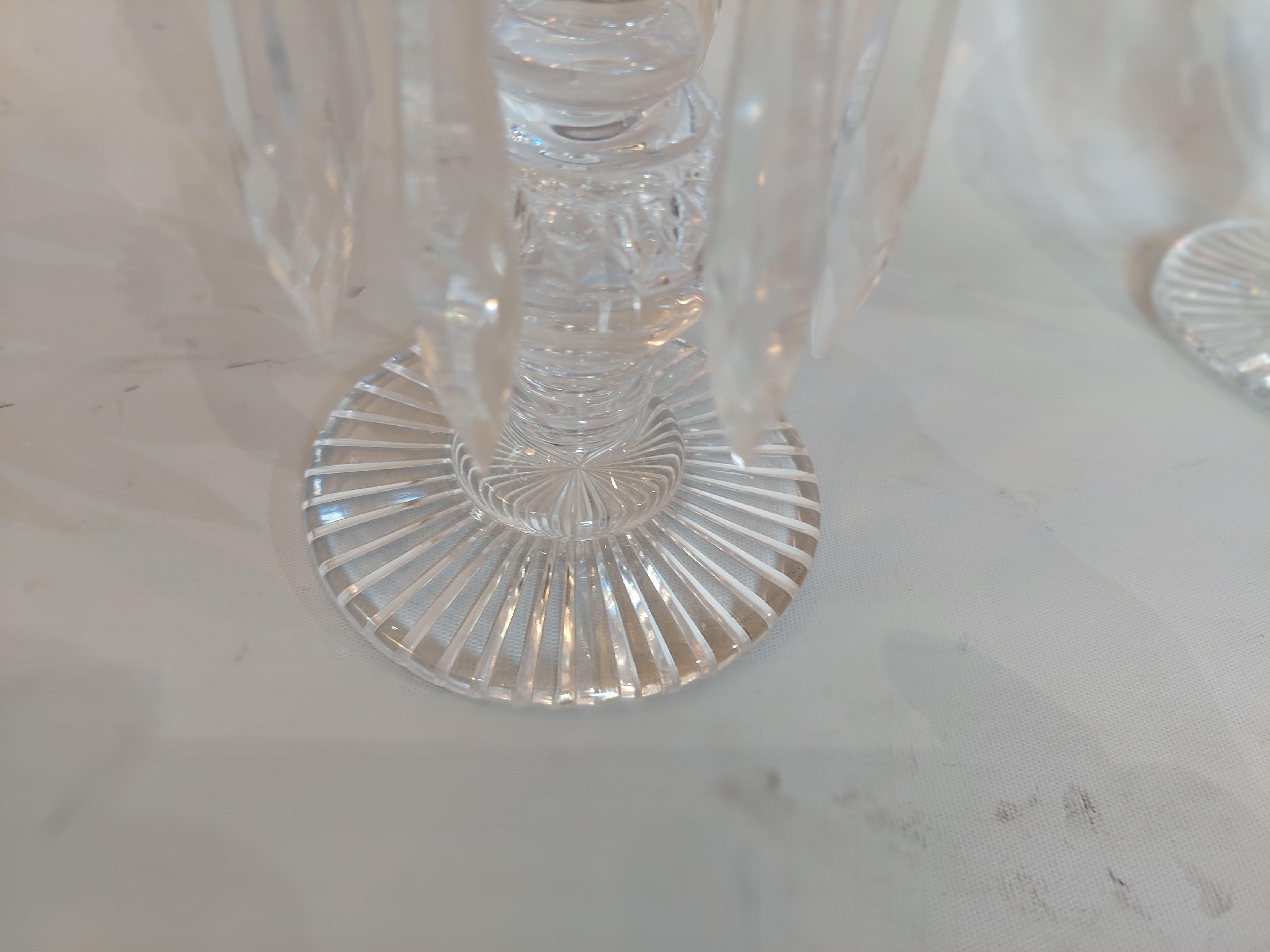 High Victorian Pair of Victorian Diamond Cut Crystal Lustres