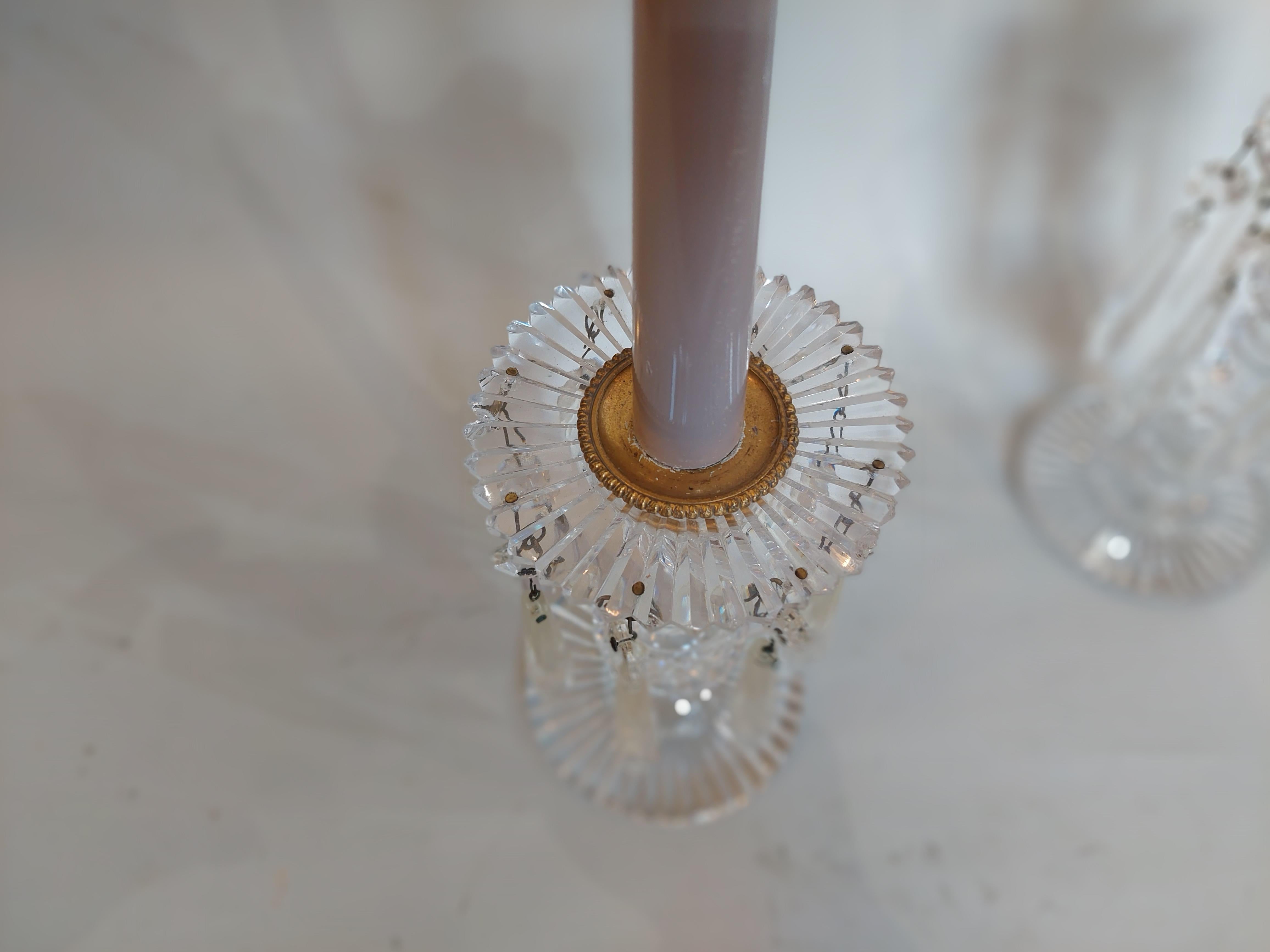 Mid-19th Century Pair of Victorian Diamond Cut Crystal Lustres