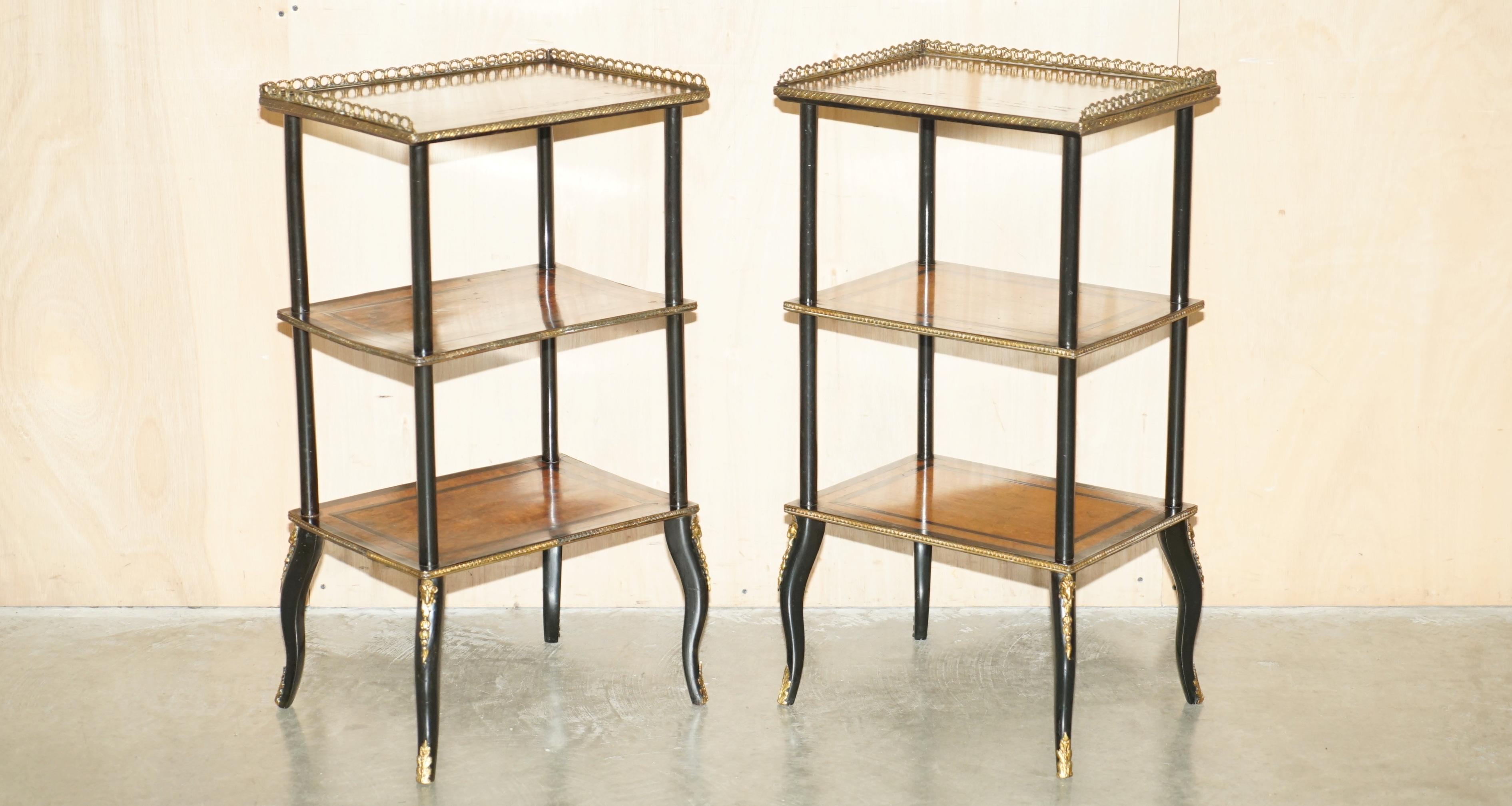 Royal House Antiques

Royal House Antiques is delighted to offer for sale this stunning pair of Antique Victorian Ebonised Amboyna wood Etageres with gilt brass gallery rails 

Please note the delivery fee listed is just a guide, it covers within