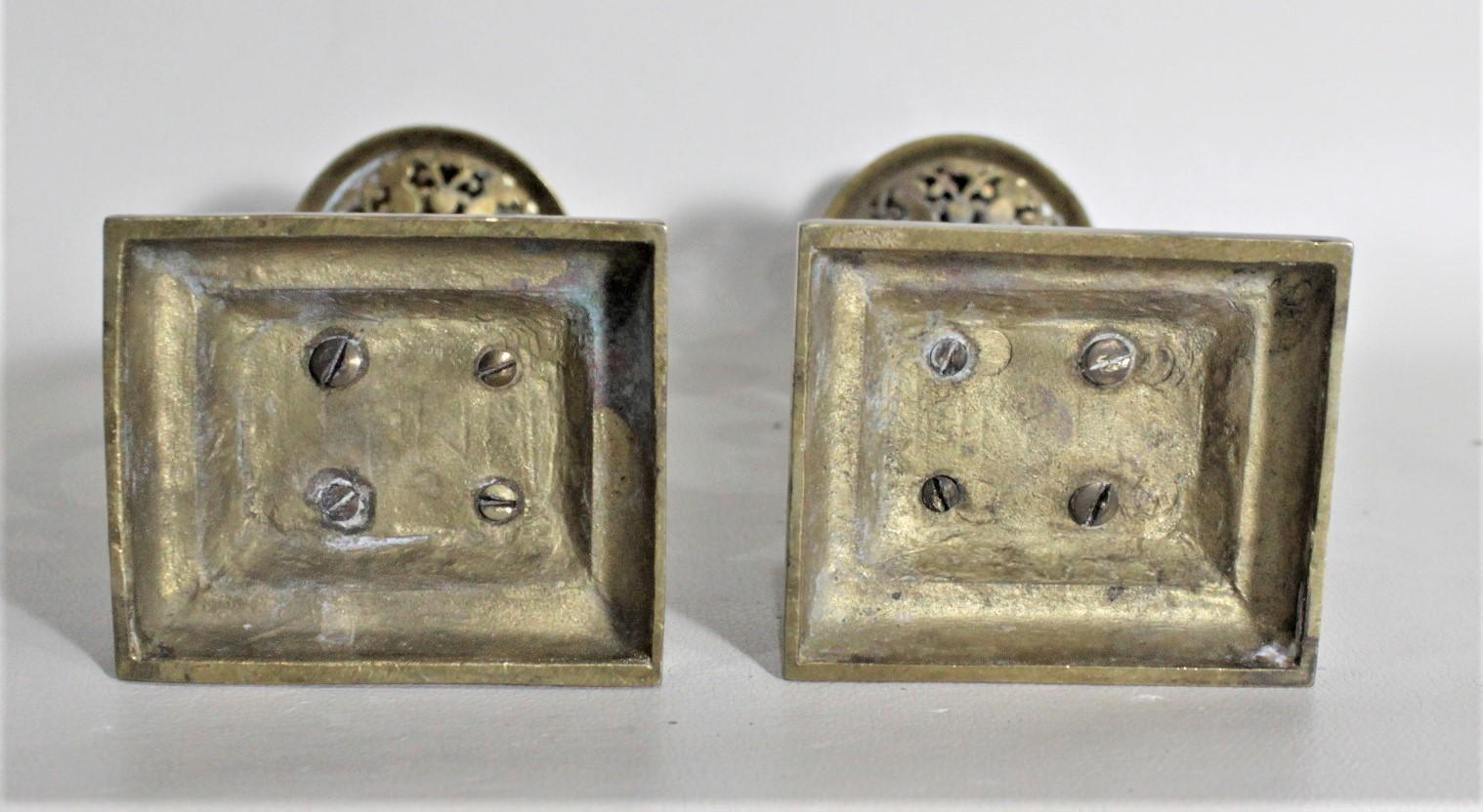Pair of Victorian English Cast Brass Candlesticks with Rearing Figural Lions 1