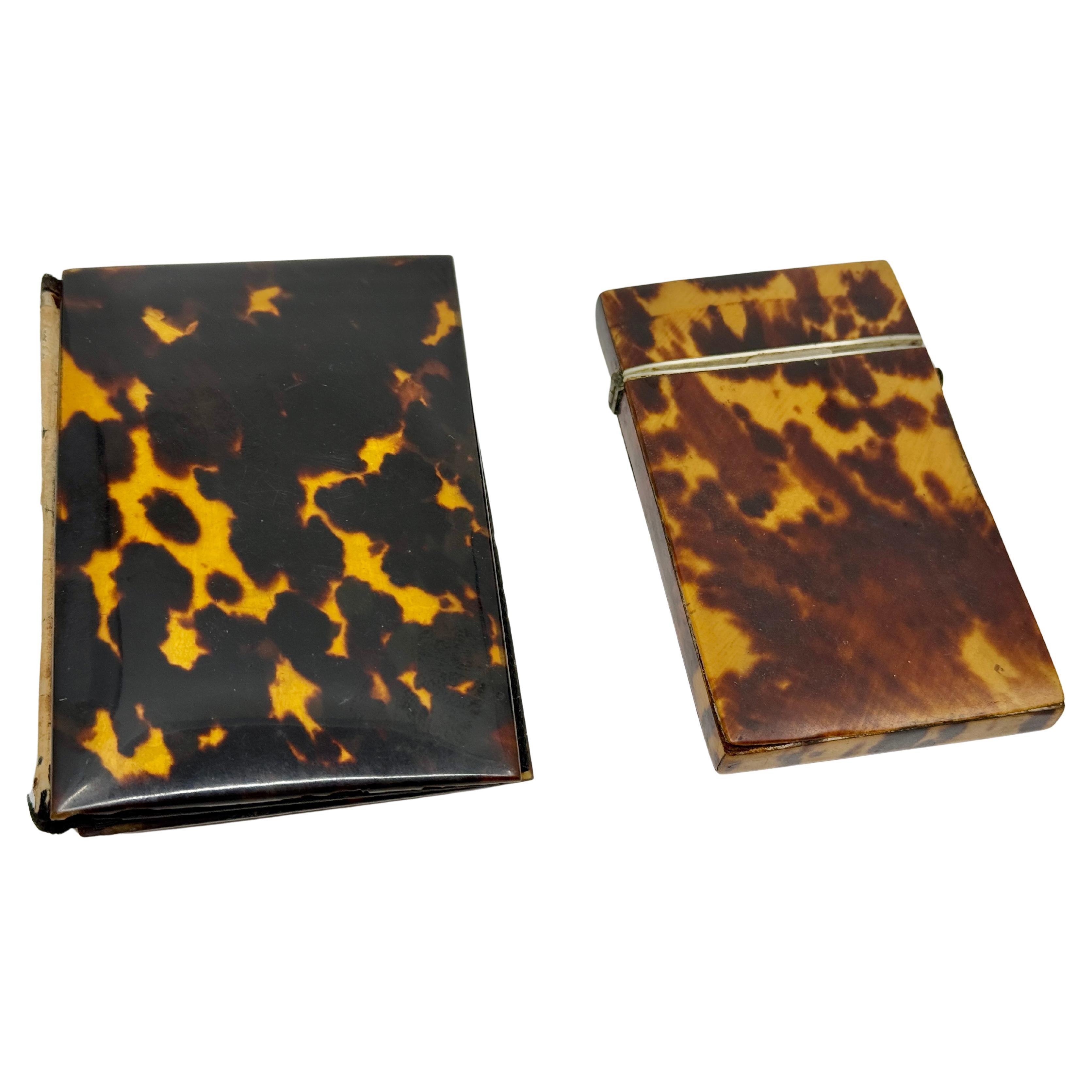 Pair of Victorian English Horn Card Carrying Cases