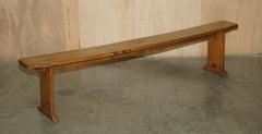 PAIR OF ViCTORIAN ENGLISH OAK ANTIQUE LIGHTLY BURRED DINING TABLE BENCH PEW SEAT