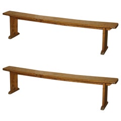 PAIR OF ViCTORIAN ENGLISH OAK Antique LIGHTLY BURRED DINING TABLE BENCH PEW SEAT