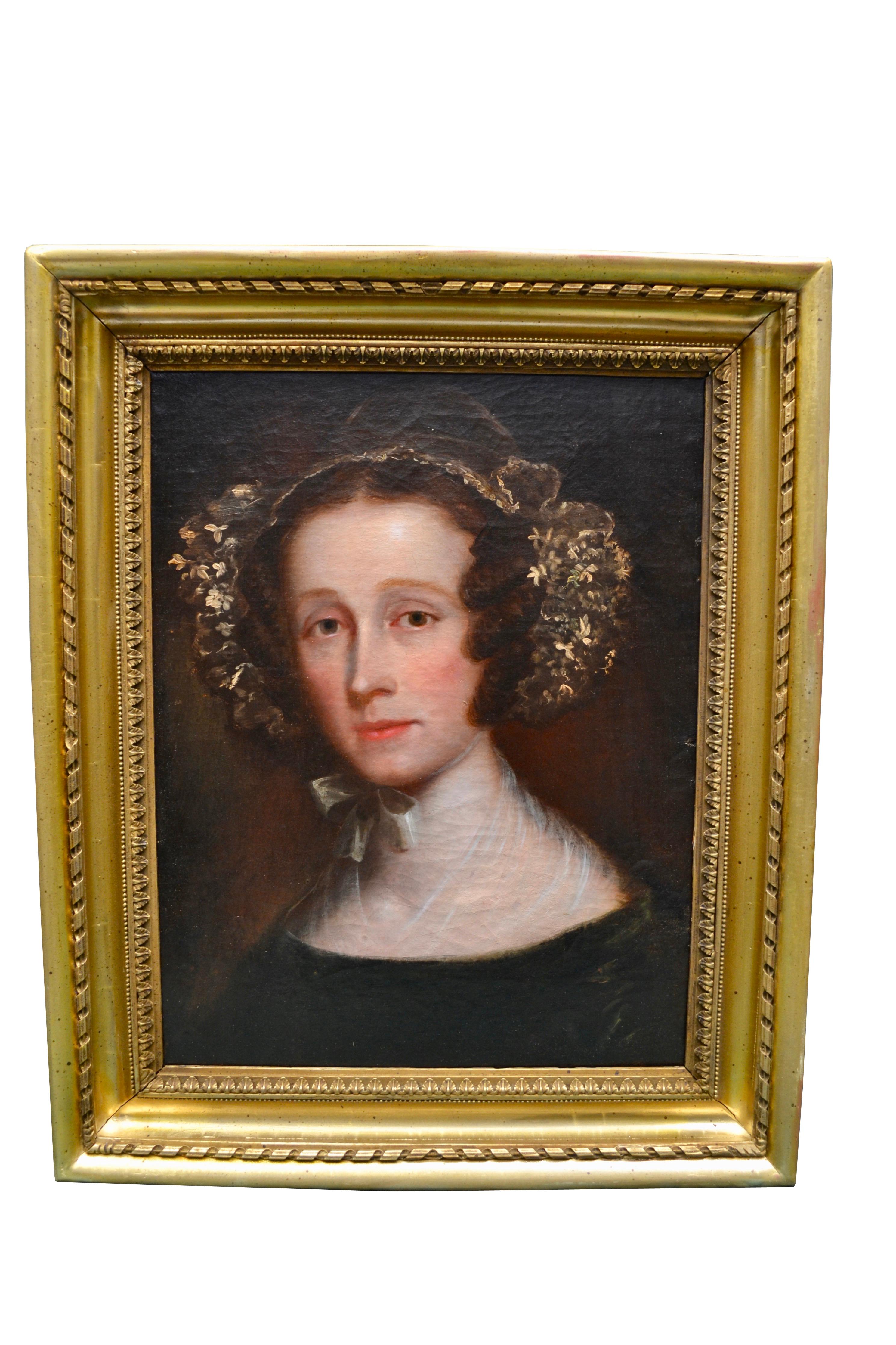 Hand-Painted Pair of Victorian English Portraits Mounted on Panel For Sale