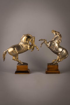 Pair of Victorian English Silver Horses