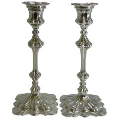 Pair of Victorian English Silver Plate Candlesticks by Elkington & Co., 1845