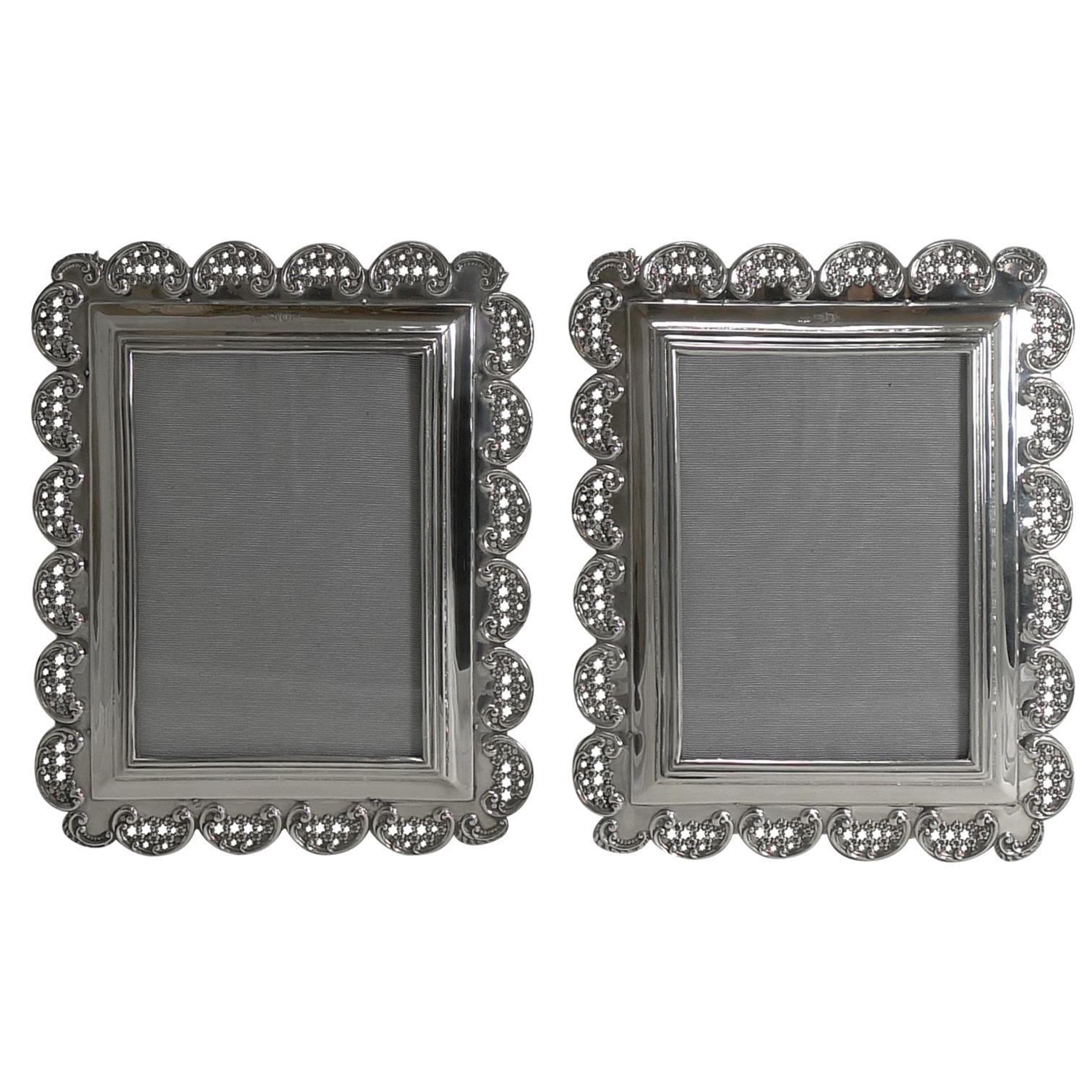 Pair of Victorian English Sterling Silver Photograph Frames, 1898