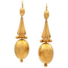 Pair of Victorian Etruscan Revival Gold Drop Earrings