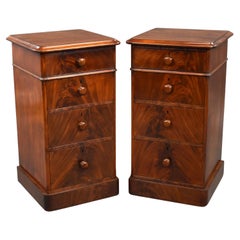 Pair of Victorian Flame Mahogany Bedside Chests