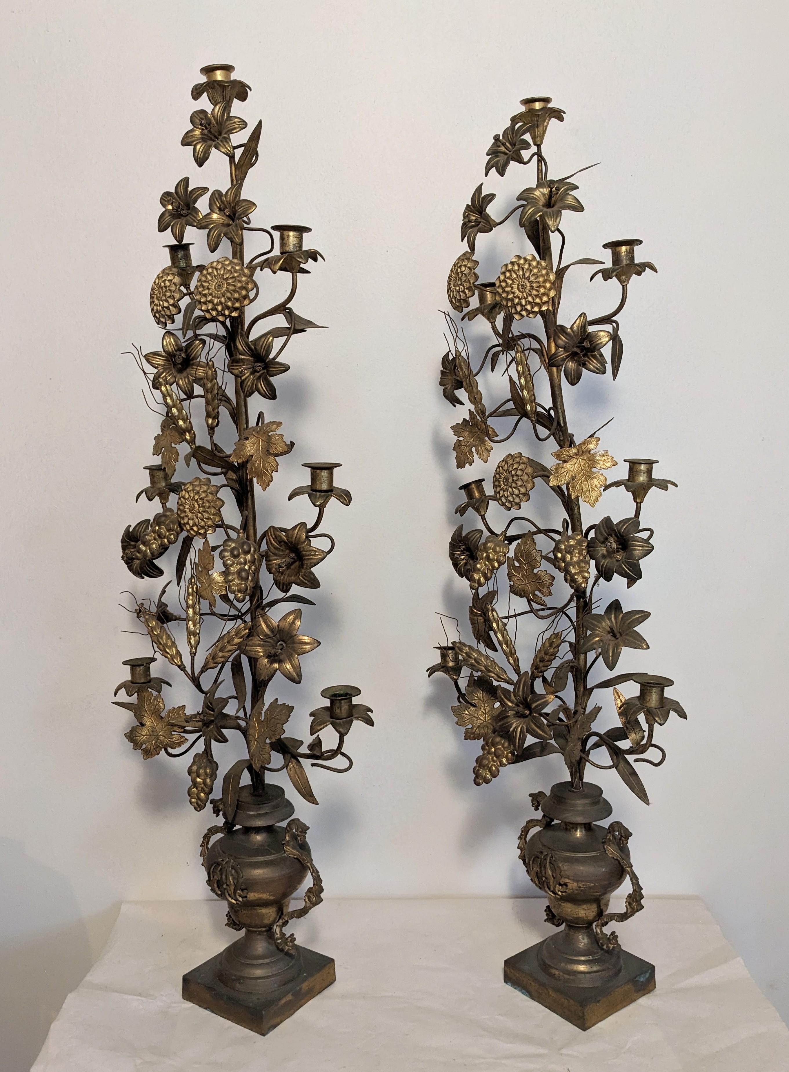 Pair of Victorian French Bronze Candleabra, Marriage Gift In Good Condition In Riverdale, NY