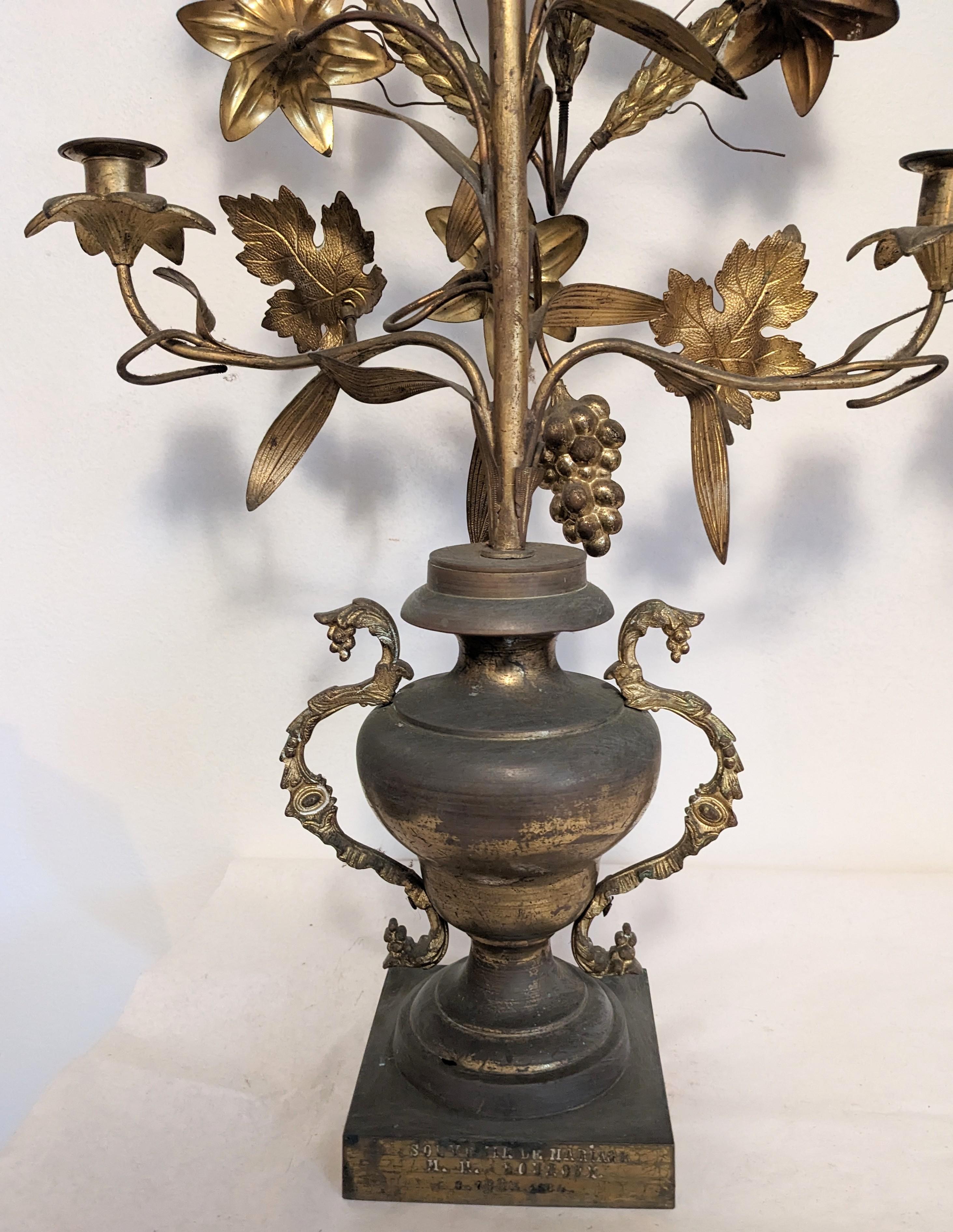Pair of Victorian French Bronze Candleabra, Marriage Gift 3