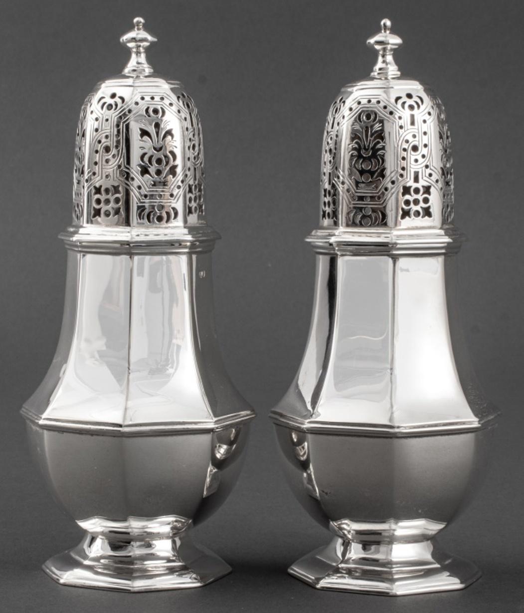 Pair of Victorian George II Style Sterling Silver Sugar Casters  For Sale 1