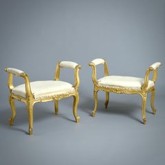 Pair of Victorian Gilt-wood Stools by James Shoolbred & Co.