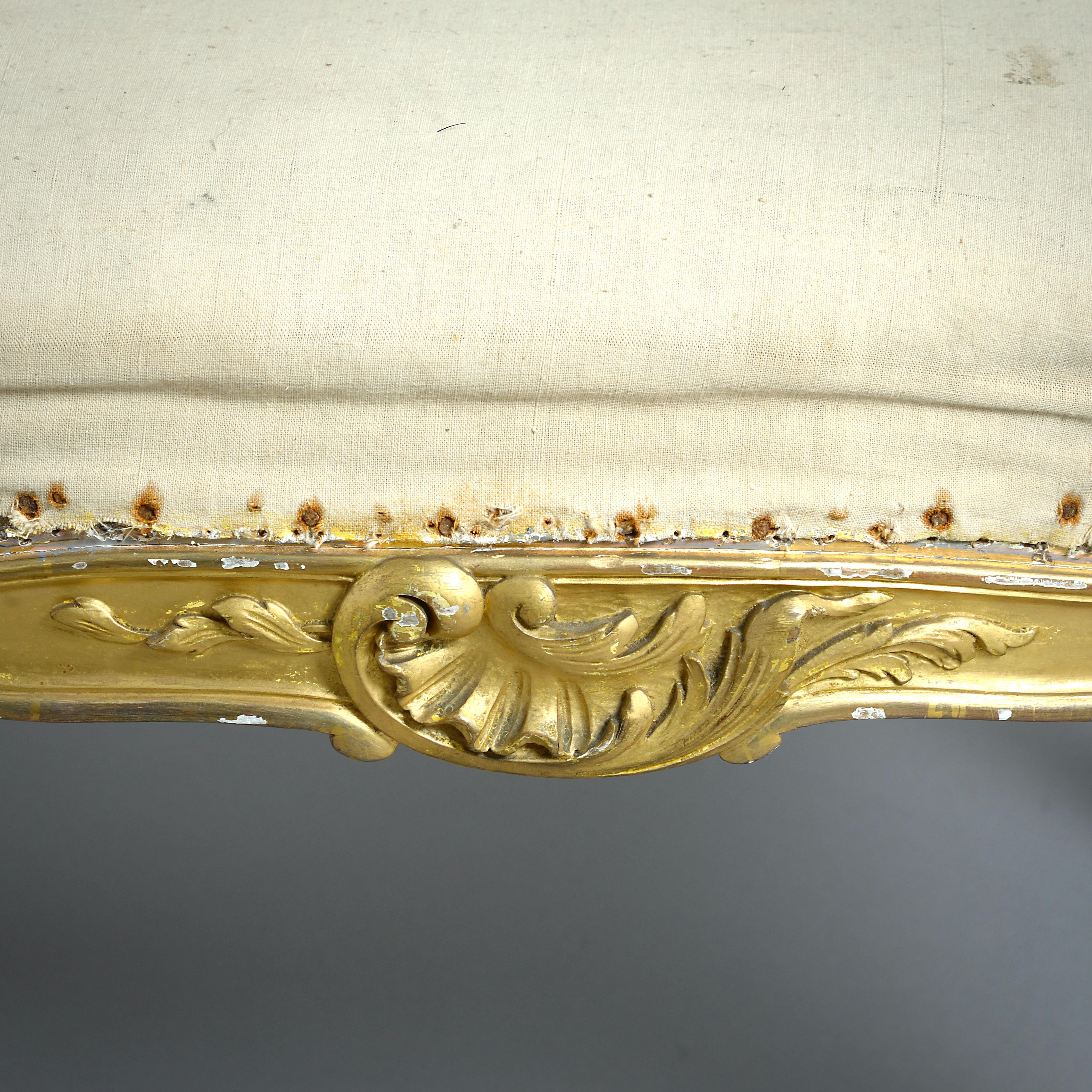 Pair of Victorian Gilt-wood Stools by James Shoolbred & Co. For Sale 2