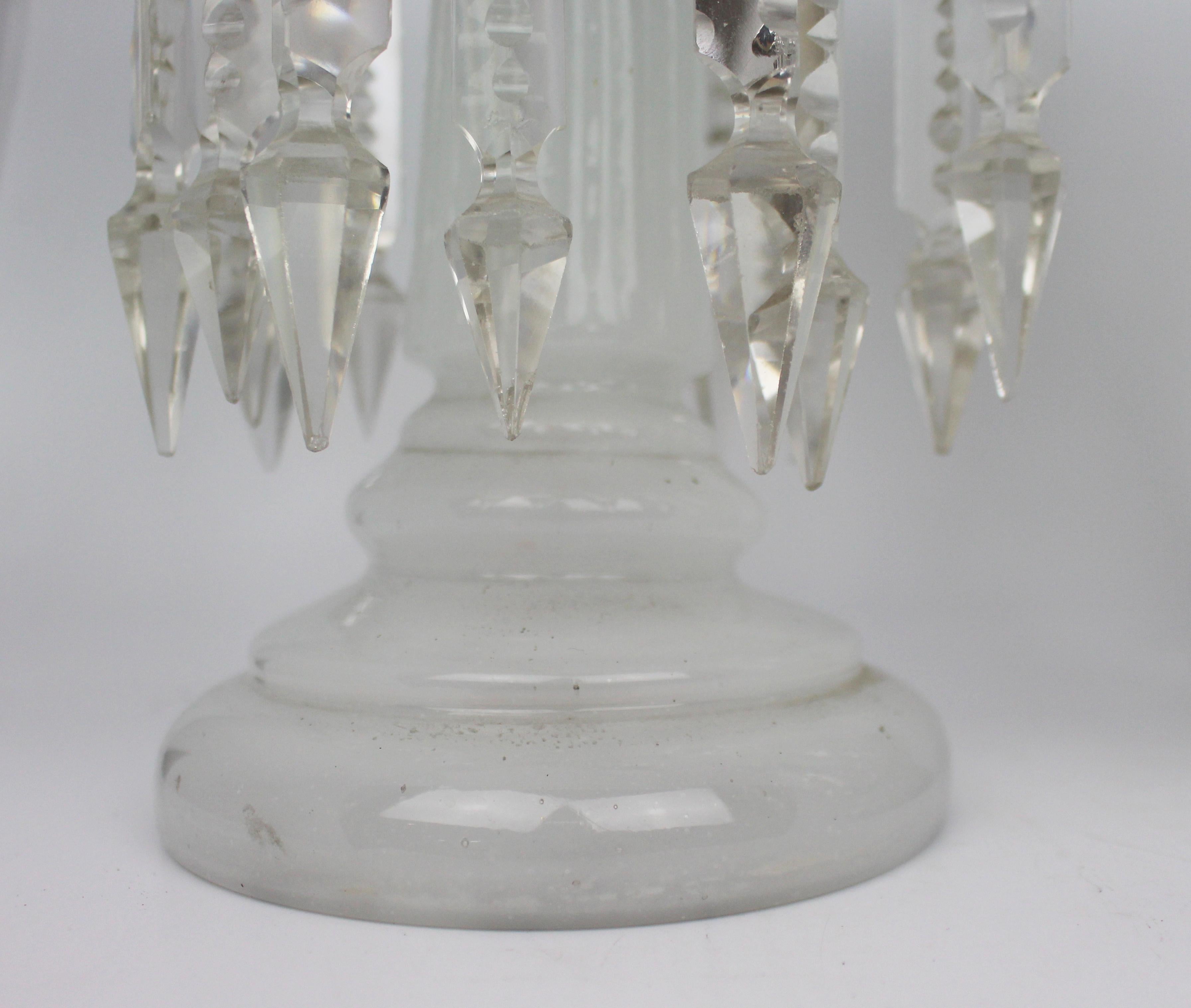 British Pair of Victorian Glass Lustres For Sale