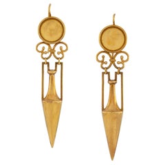 Pair of Victorian Gold Amphora Drop Earrings