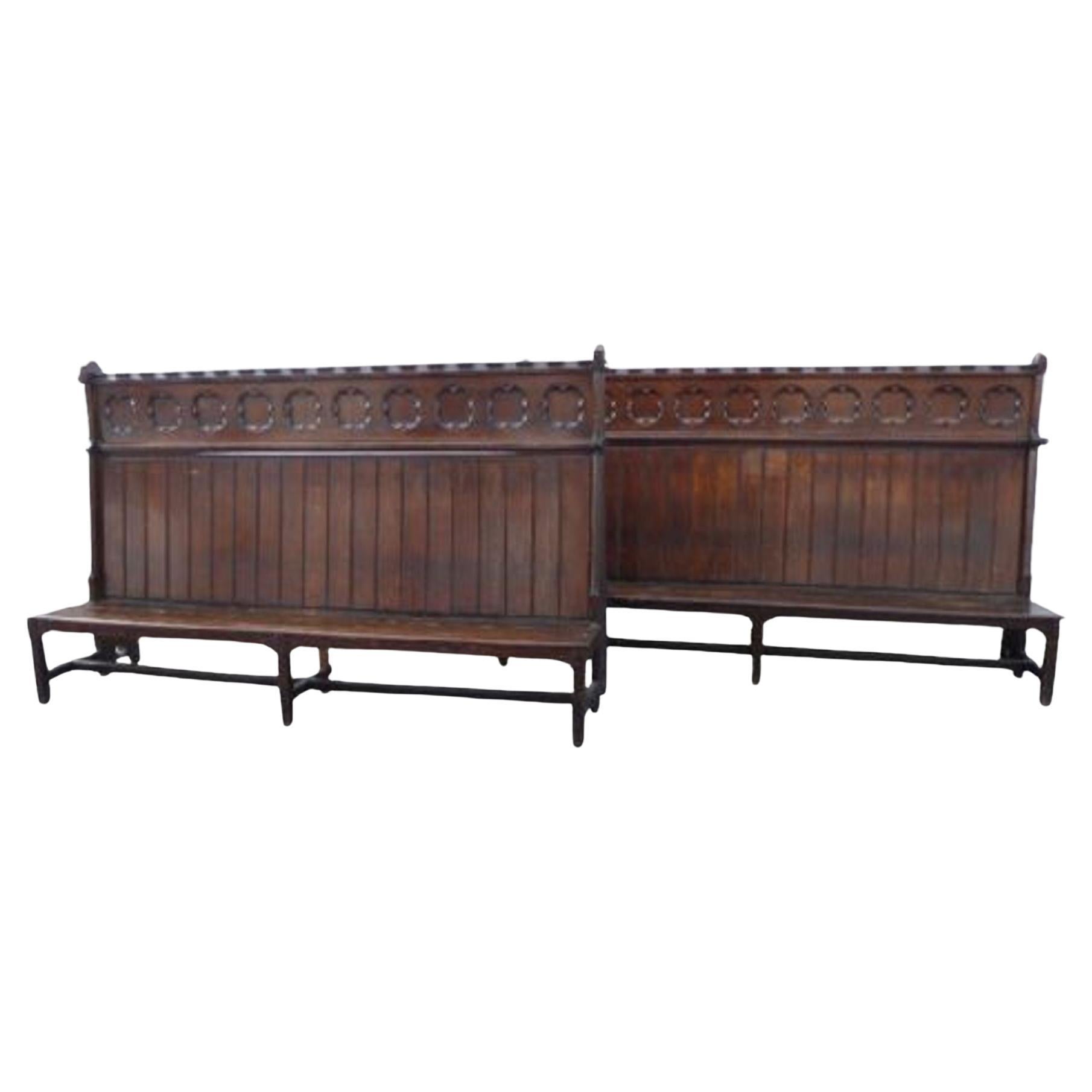 Pair of Victorian Gothic Revival Benches
