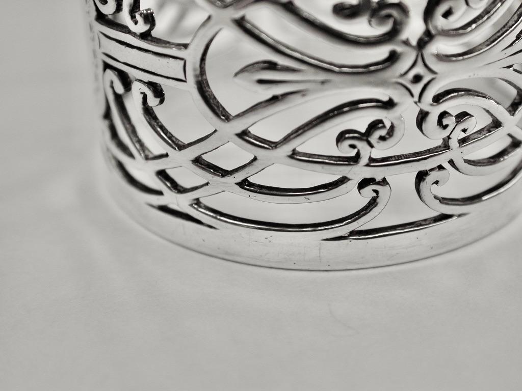 Late 19th Century Pair of Victorian Hand Pierced Silver Napkin Rings, 1898, Jackson & Fullerton