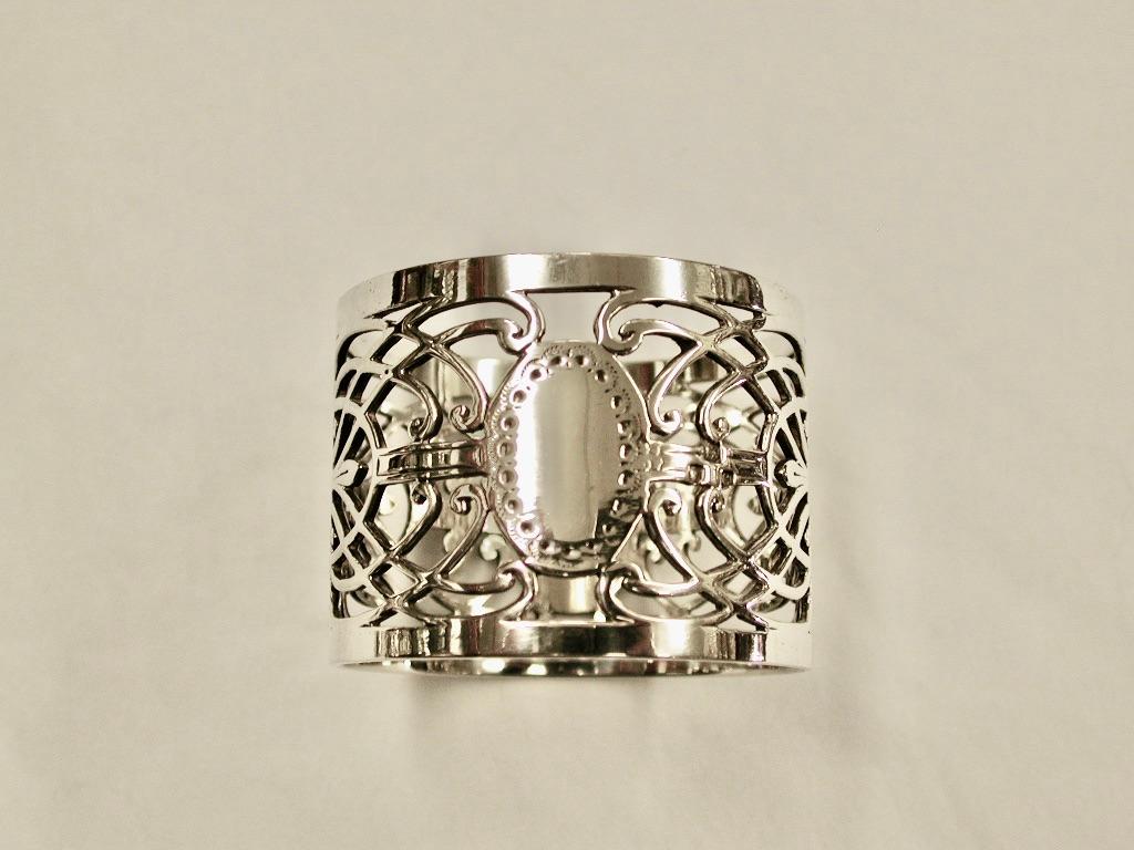 Pair of Victorian Hand Pierced Silver Napkin Rings, 1898, Jackson & Fullerton 2
