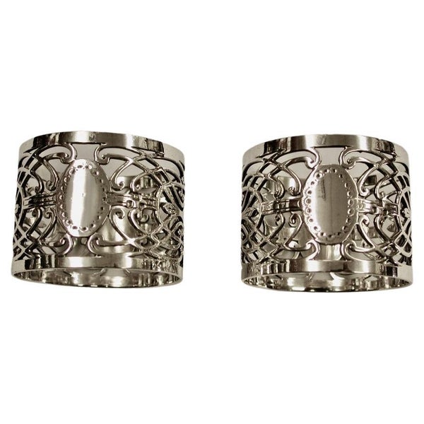Pair of Victorian Hand Pierced Silver Napkin Rings, 1898, Jackson & Fullerton