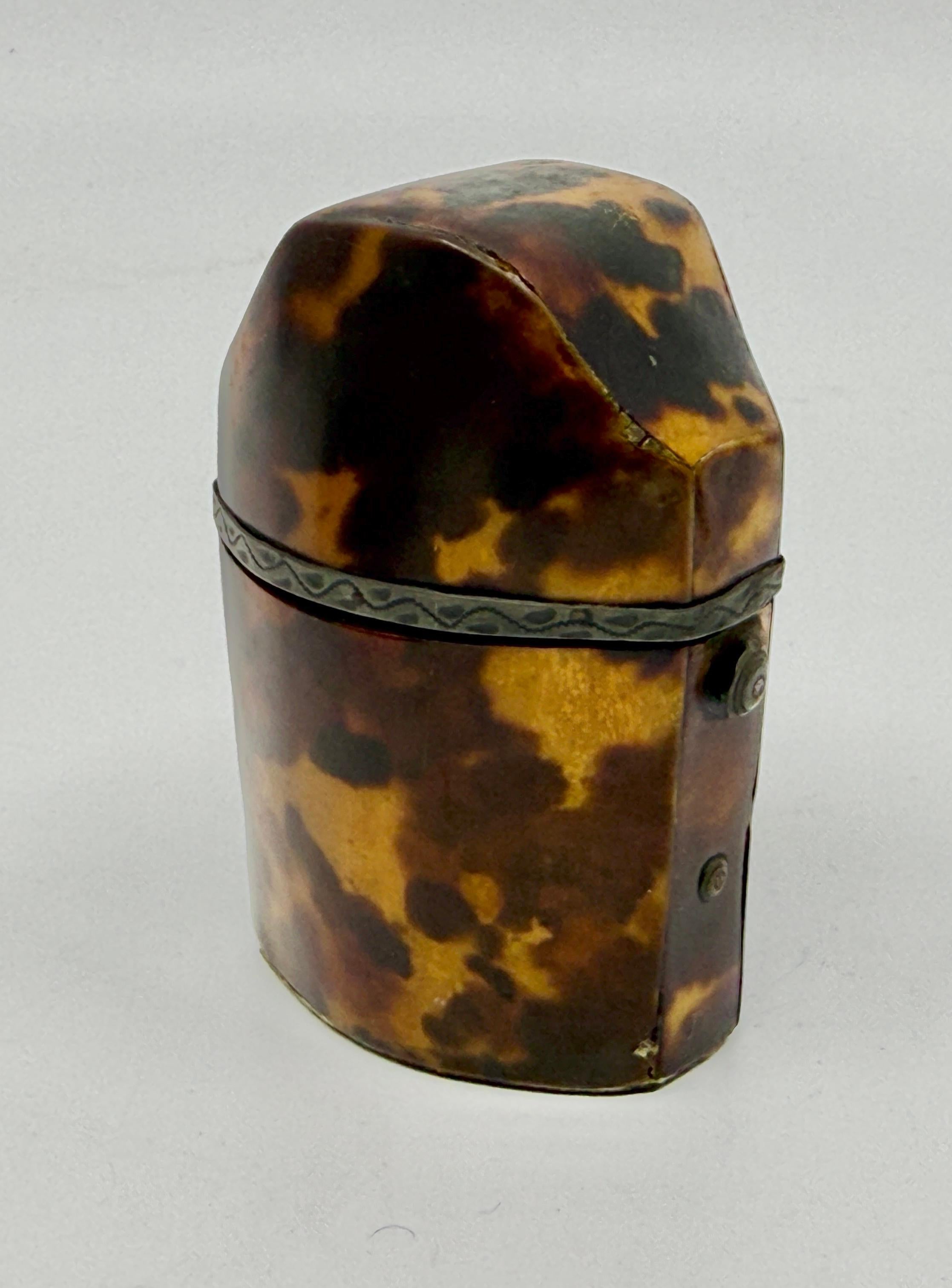 British Pair of Victorian Horn Travel Perfume Boxes For Sale