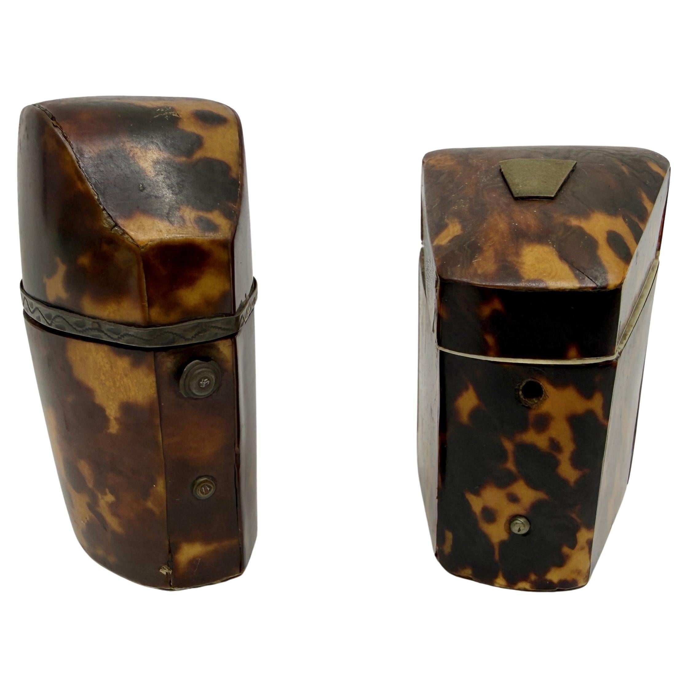 Pair of Victorian Horn Travel Perfume Boxes For Sale