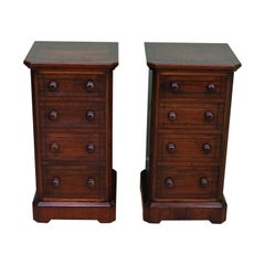 Pair of Victorian Inlaid Mahogany Bedside Chests of Drawers