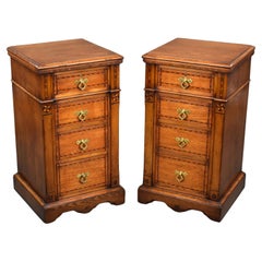 Antique Pair of Victorian Inlaid Pine Bedside Chests